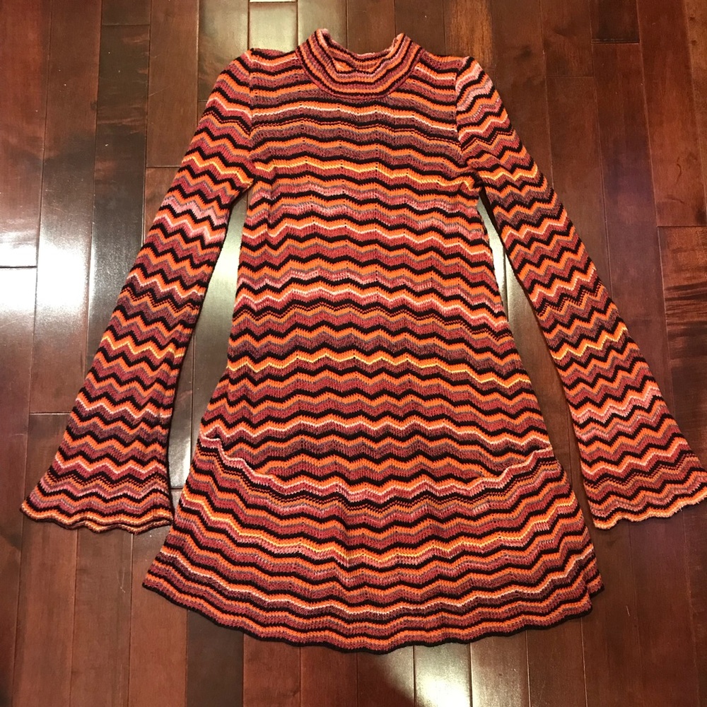 Free People Mod Mock Neck Bell Sleeve A-Line Dress